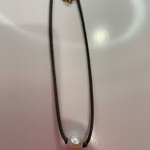 White pearl grey string necklace